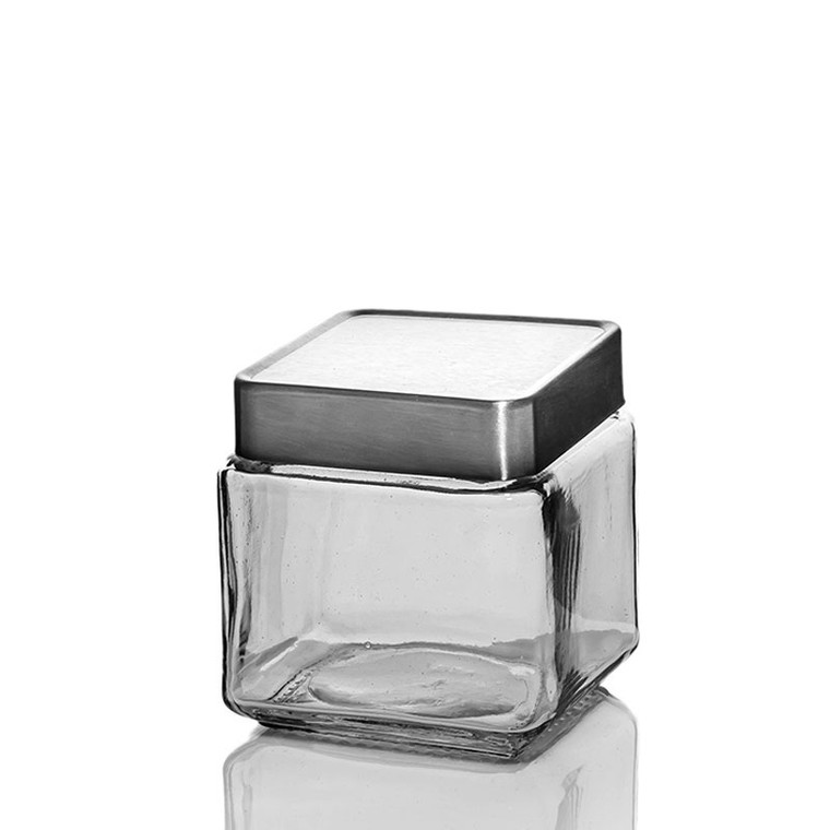 glass storage jar with metal lid