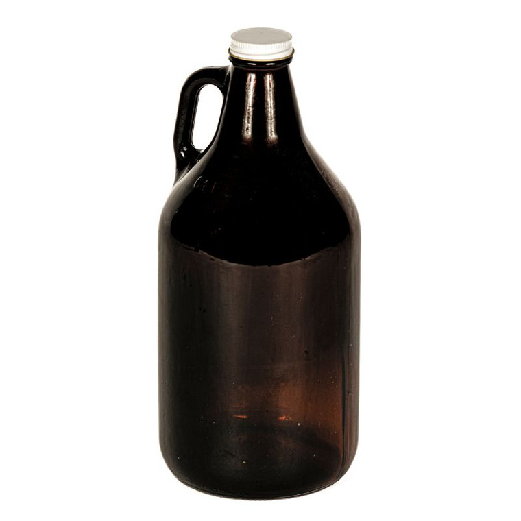 1/2 gallon Amber growler with cap