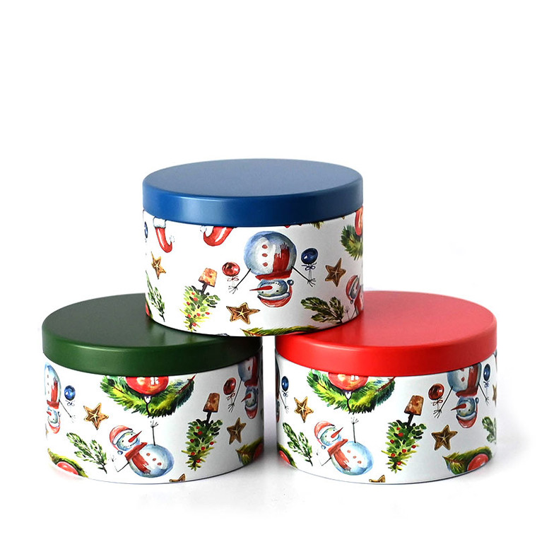 Holiday candle tins