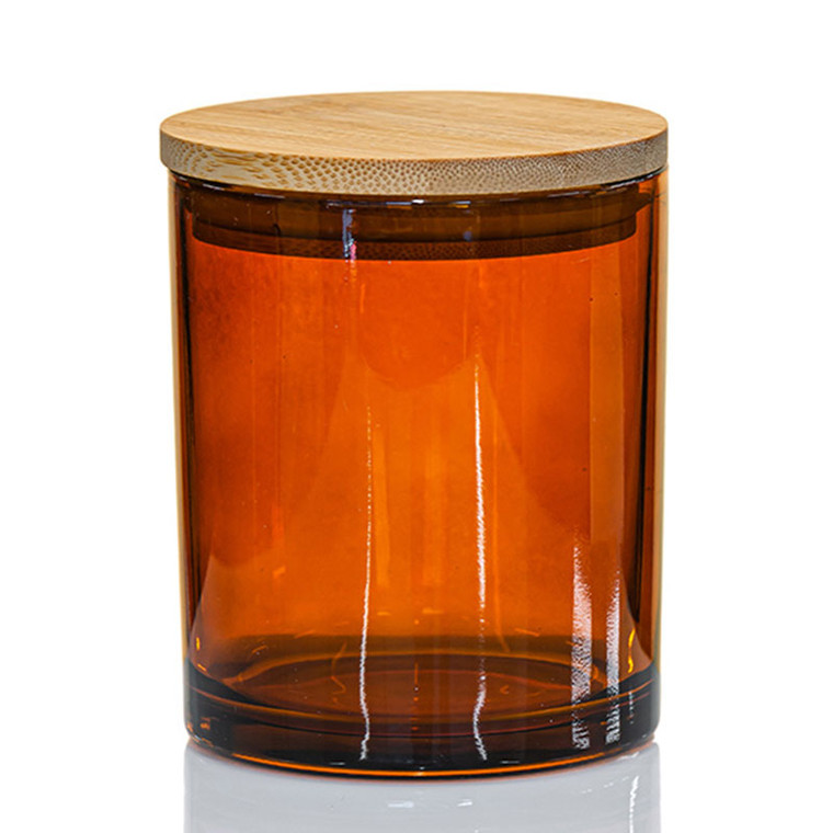 Amber candle jar with lid
