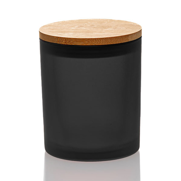 black frosted candle jar with lid