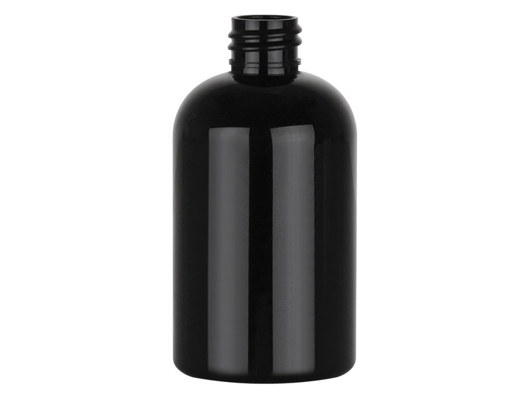 Black PET boston round bottle