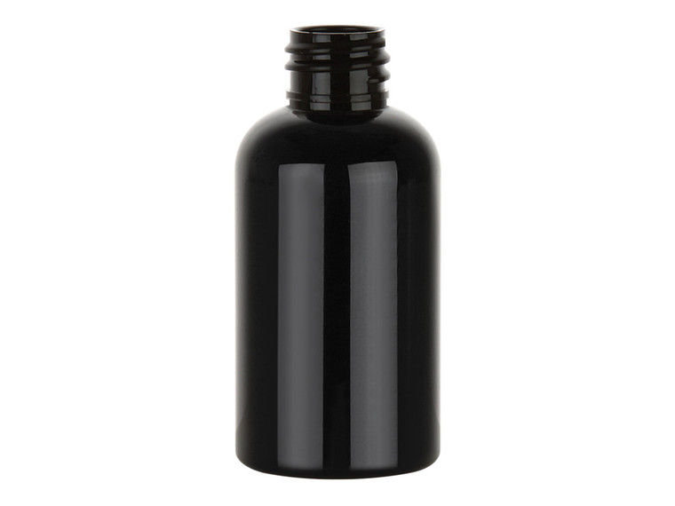 Black 8 oz boston round bottle PET