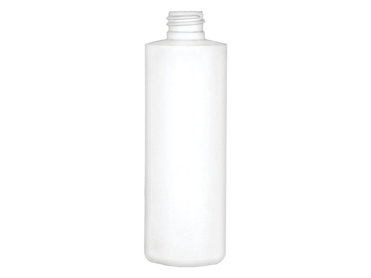 white 8 oz plastic cylinder bottle