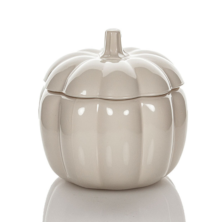 light gray pumpkin jar