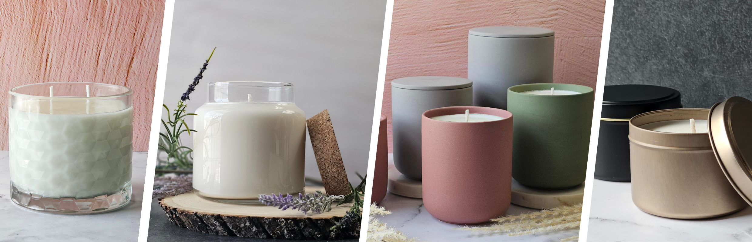Four images of candle vessels